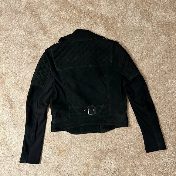 Alice + Olivia Quilted, Suede Goat Leather Biker Jacket, S - Picture 8 of 10